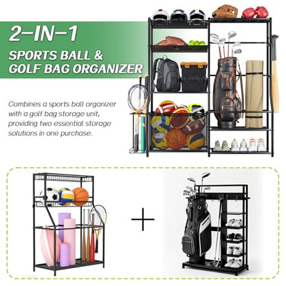 Garage Sports Equipment Organizer, Golf Bag Storage Rack