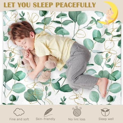 Sage Green Plants Blanket, Botanical Soft Lightweight Throw Blanket for Sofa Couch Bed Room 50x60 inch - color: Sage Green Plants