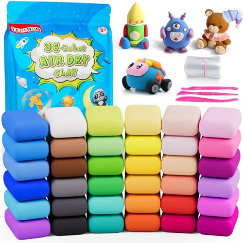 ifergoo Air Dry Clay, 36 Colors Magic Foam DIY Molding Clay for Slime | Slime add ins & Supplies, Soft & Non-Sticky, Easy to use, School Projects, Great Toys Gift for Ages 3-12 Boys & Girls Kids - color: B-36 Colors