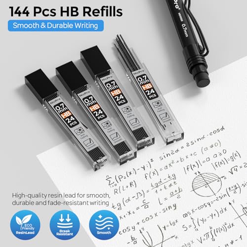 Nicpro 0.7 mm Mechanical Pencil Set with Case, 3PCS Mechanical Pencils 0.7 | HD1000 Led Pencils 0.7mm + 6 Tube HB Lead Refill, Eraser, Weatherproof Barrel for Outdoor Writing Drafting Drawing Sketching - style: 0.7mm(3 Pcs)