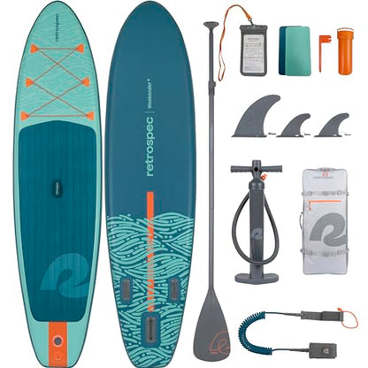 Retrospec Weekender Inflatable Stand Up Paddle Board Includes Paddle, Pump, and Accessories 10’6” Lightweight iSUP, Puncture Resistant Inflatable Paddle Board for Adults - color: Seafoam Tide