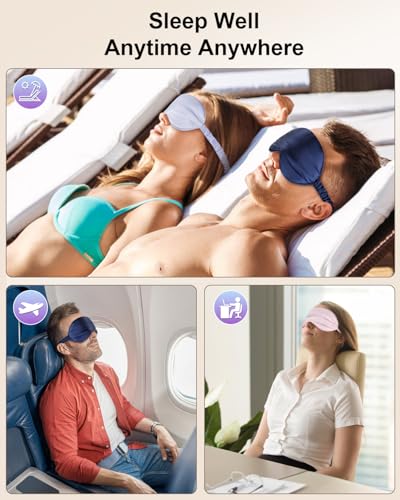 IEKEODI 2 Pack Silk Sleep Masks, Light Blocking Eye Masks, Pink & Pink | Silky Soft Feel, Light Blocking Design, Gentle Elastic Fit, Breathable Comfort for Sleep, Travel and Naps - color: Pink+pink