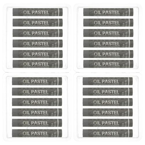 PATIKIL Dark Gray Oil Pastels, 24Pcs Soft Oil Crayons Creamy Pastels Stick Art Supplies for Art Painting Drawing Blending Graffiti for Drawing Beginners Artists - color: Dark Gray