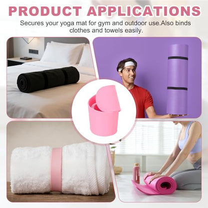 Yoga Mat Strap Slap Band, One Snap Yoga Mat Slap Band for Keep Mats Tightly Rolled Exercise Mat Sling Holder - color: Light Purple/Pink