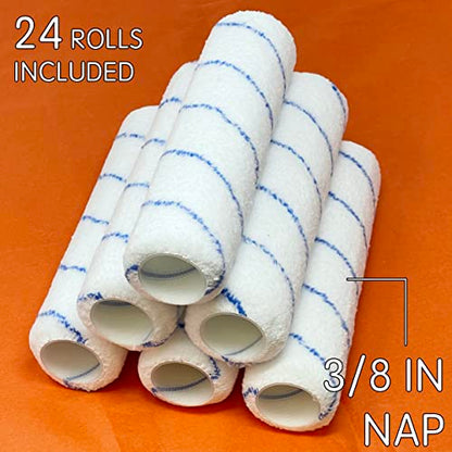 Allgala Paint Rollers 9 inch 3/8 Nap 24 Pack Shedless Lint Free Microfiber Paint Roller Covers for Paint Roller Kit House Painting Project - size: 9" Microfiber (Pack of 24)