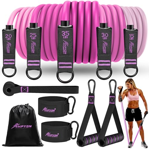 HPYGN Resistance Bands, Exercise Bands for Working Out, Workout Bands Men, Fitness Band with Handle, Door Anchor, Home Gym Equipment for Musle Training, Physical Therapy, Strength Training, Shape Body