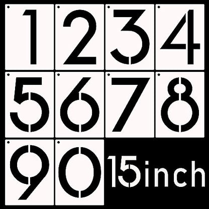 DXCYZ 15 Inch Large Number Stencils Kit 0-9 Address Number Stencil, 10PCS Reusable Plastic Painting Number Templates for Mailbox Signs, Door, Cars, Trucks, Home, Window (15 Inch) - size: 15 Inch