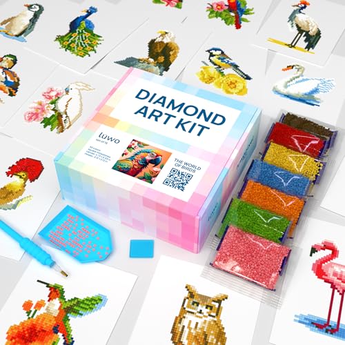LuwoArte 16 Pack Diamond Painting Kits for Adults – The World of Birds Designs – Full Drill DIY Paint Gem Art for Adults – Brilliant 5D Diamond Painting Kit – Relaxing Craft for Home Wall Décor - color: The World of Birds