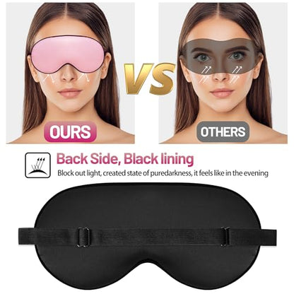 Silk Sleep Mask, Blackout Eye Mask for Sleeping with Adjustable Strap - color: Rose Pink