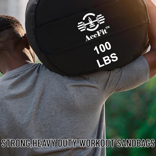 Acefit Training Sandbag for Working Out| Heavy Duty Workout Sandbags| Weights Sand Bags for Training, Exercise| Military Conditioning, Fitness, Cross-Training & Strength Training - size: 150 LB