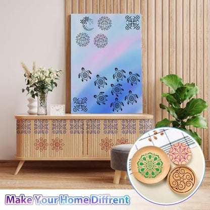 20 Pcs 4x4'' Mandala Stencils for Painting on Wood, Floor, Wall, Tile Fabric, Reusable Furniture Stencils Painting Template Mandala Template for DIY Rock Art Projects Decoration - style: 20PCS Mandala