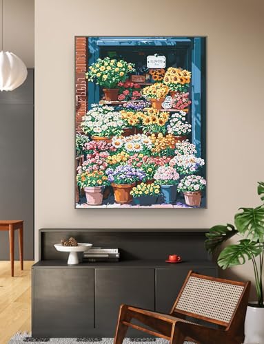 ZRIZQ Paint by Numbers Kit for Adults Beginners,Floral DIY Painting Set,Relaxing Creative Craft Activity,16x20 Inch-Flowers 16 - color: 16"X20"Rolled Canvas(Frameless)-Flowers 16