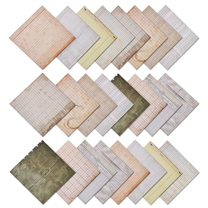 6x6 Scrapbook Paper Pad – 24 Sheets Retro Line Script Pattern Paper for Junk Journal & Card Making – Easy-to-Handle Premium Cardstock for Photo Safe Memory Keeping - color: Retro Paper Pad