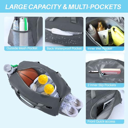 Pickleball Bag with Shoes Compartment & Wet Pocket for Men Women - color: Dark Grey