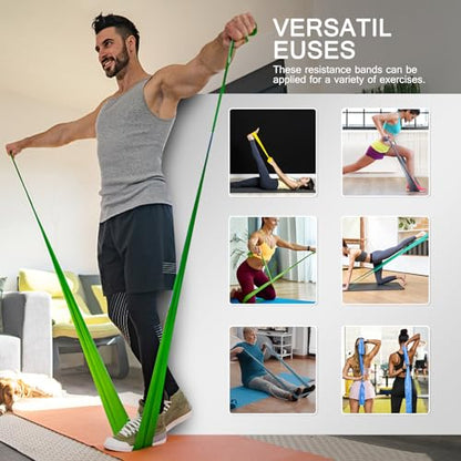 5-Piece Resistance Bands Set, 5.9 ft, Latex-Free for Exercise and Therapy - color: 5 Colour Set, size: 6.9FT