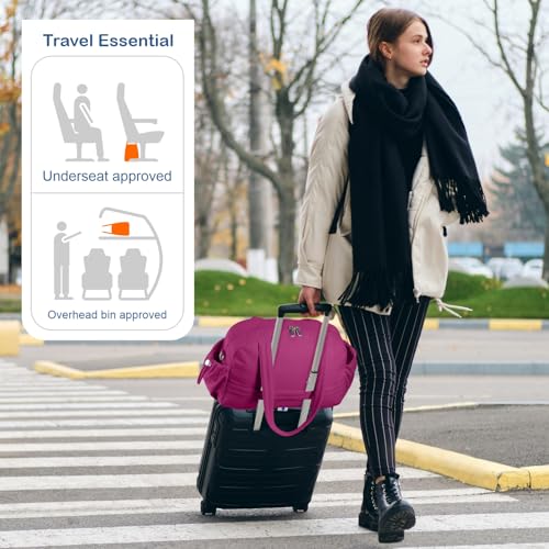 TOPDesign Travel Duffel Bag for Women, Puffer Gym Bag Sports Tote with Wet Pocket, Carry On Weekender with Luggage Sleeve (Dark Purple) - color: Dark Purple