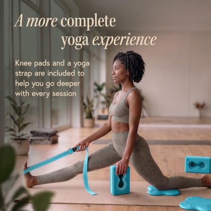 Yoga Blocks Wrist Support; Yoga Blocks 2 Pack with Knee Pads and Strap to Put Less Weight on Wrists; Durable, Versatile Yoga Brick Exercise Block Set, Blocks Yoga - color: Blue