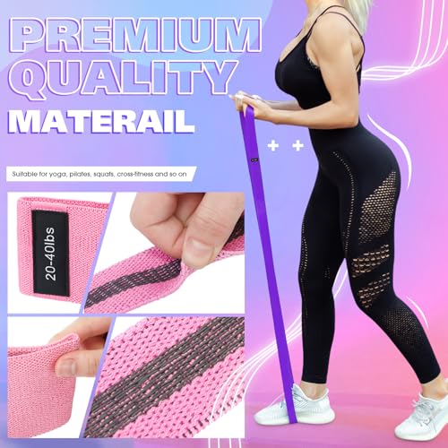 10 Pcs Fabric Resistance Bands for Exercise, 5 Levels - color: Vibrant
