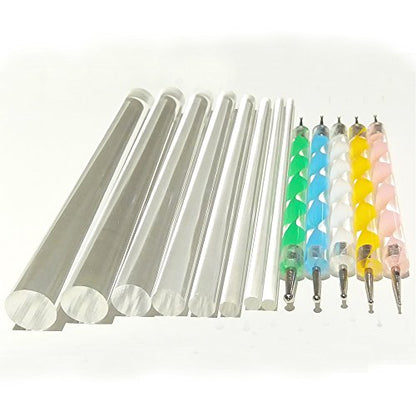 Mandala Rock Painting Pen Dot Dotting Tools Stencil Brush Set 12 PCS Flat Head 4mm 5mm 6mm 8mm 10mm 12mm 14mm Diameter 5 Stylus (set1)