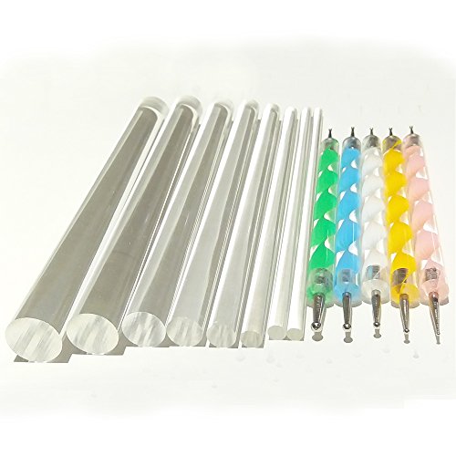 Mandala Rock Painting Pen Dot Dotting Tools Stencil Brush Set 12 PCS Flat Head 4mm 5mm 6mm 8mm 10mm 12mm 14mm Diameter 5 Stylus (set1)