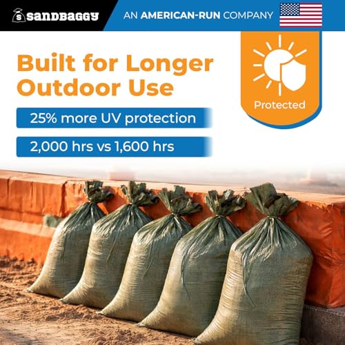 Sandbaggy - Heavy Duty Empty Sandbags For Flooding (14" X 26") - Poly Sand Bags - Flood Barrier, Weight, Construction, Earth Bag Homes - Reusable, UV Resistant - Tie Strings Attached (10,000 Bags) - size: 10000 Bags