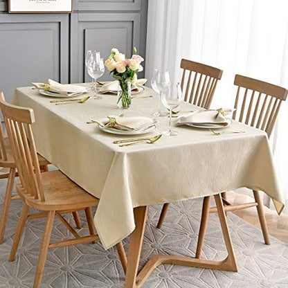 maxmill Jacquard Cloth Napkin 20 x 20 Inch Swirl Pattern Solid Washable Polyester Dinner Napkins Set of 4 Pieces with Hemmed Edges for Family Holiday Dinners Weddings Parties and Banquets Beige - color: Beige, size: 20" x 20" (Set of 4)