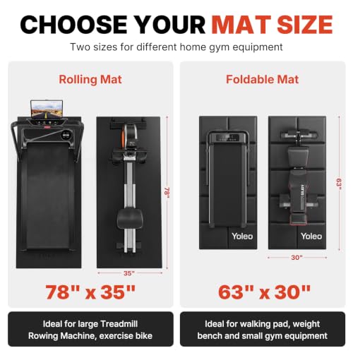 YOLEO Bike & Treadmill Mat, 78"x35" Non-Slip Exercise Bike Trainer Pad, Heavy Duty Floor & Carpet Protector Mat for Indoor Stationary Spin Bike, Rowing Machine, Elliptical & Gym Equipment - size: 78"L x 35"W x 0.3"Th