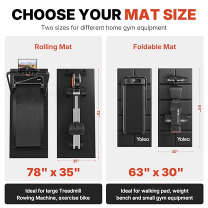 YOLEO Bike & Treadmill Mat, 78"x35" Non-Slip Exercise Bike Trainer Pad, Heavy Duty Floor & Carpet Protector Mat for Indoor Stationary Spin Bike, Rowing Machine, Elliptical & Gym Equipment - size: 78"L x 35"W x 0.3"Th