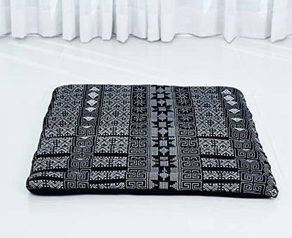 Leewadee Meditation Cushion Set – 1 Small Zafu Yoga Pillow and 1 Small Roll-Up Zabuton Mat Filled with Kapok - color: Cbt4 - Black