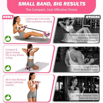 Pedal Resistance Band with Handles, 6-Tubes Natural Rubber Exercise Band - color: Upgraded-Black Pink