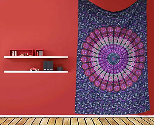 raajsee Purple Tapestry- Best Mandala Wall Hanging- Bedding Tapestry For Bedroom Aesthetic-Size TWIN 140 X 210 CMS - color: Purple, size: 82"L x 52"W