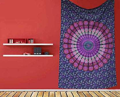 raajsee Purple Tapestry- Best Mandala Wall Hanging- Bedding Tapestry For Bedroom Aesthetic-Size TWIN 140 X 210 CMS - color: Purple, size: 82"L x 52"W