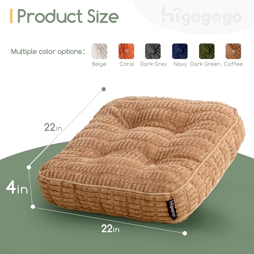 HIGOGOGO Floor Pillow Cushion for Adults, Meditation Cushion Pillow, Blended Corduroy Cover, Large Square Floor Sitting for Tatami Living Room or Yoga, 2Pack, Coffee - color: Square Coffee, size: 4" Thick(Pack of 2)