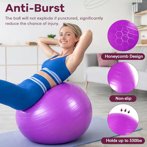 Leyndo 4 Pcs 26 Inch Yoga Exercise Ball Pilates - color: Pink Green Gray Set