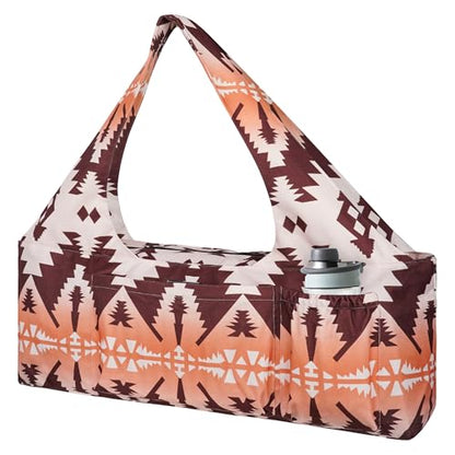Yoga Mat Bag - Large Yoga Bag with Yoga Mat Strap, Zipper and Pockets - Yoga Bags and Carriers Fits All Your Stuff - Personalized Yoga Mat Bags for Women Fits Most Size Mats - color: Boho Camel