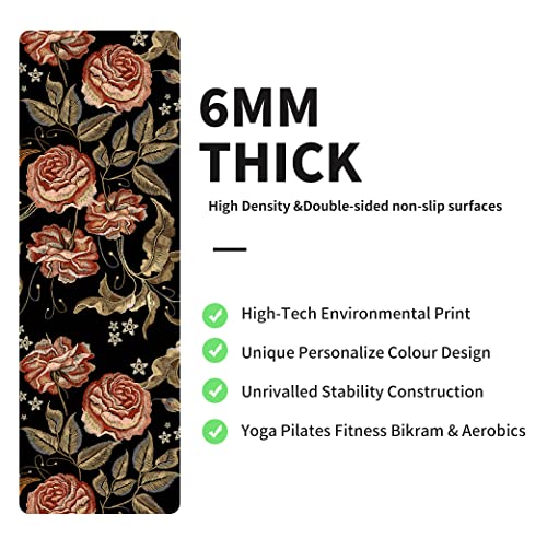 nuveti Yoga Mat Print Extra Thick TPE Non Slip Fitness Exercise Mat with Carrying Bag,72"x24" Extra Thick 6MM Exercise & Workout Mat for Yoga, Pilates Fitness and Floor Exercises - color: KQMG
