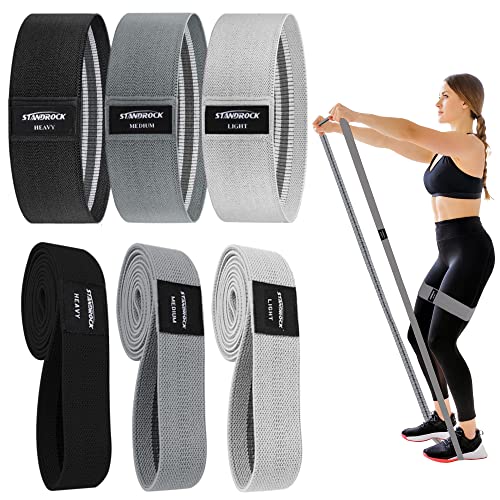 STANDROCK Fabric Resistance Bands for Working Out, 3 and 4 Levels Booty Bands Long Resistance Bands for Women and Men | Elastic Bands for Exercise Bands Resistance Workout Bands Resistance - color: Gray, Black, Light Gray