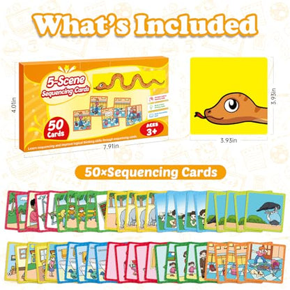 Kasfalci Sequencing Cards,Sequence Board Game for Kids,Speech Therapy Materials Toys for Autism,Story Storytelling,Social Skills,Sentence Building,Preschool Learning Activities,Classroom & Homeschool - style: 5-Scene-New