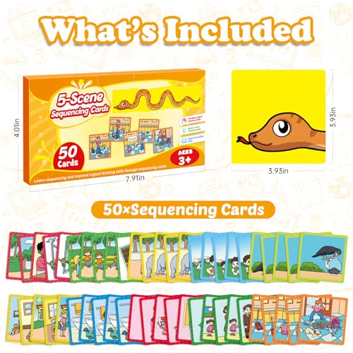 Kasfalci Sequencing Cards,Sequence Board Game for Kids,Speech Therapy Materials Toys for Autism,Story Storytelling,Social Skills,Sentence Building,Preschool Learning Activities,Classroom & Homeschool - style: 5-Scene-New