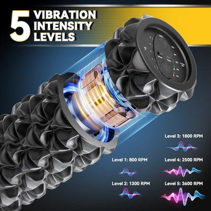 Vibrating Foam Roller, 5-Speed Electric Roller, Rechargeable
