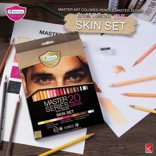 MASTERART Colored Pencils Master Series 20 Colors in Special Collection for Kids and Adults Coloring (SKIN SET) - style: SKIN SET