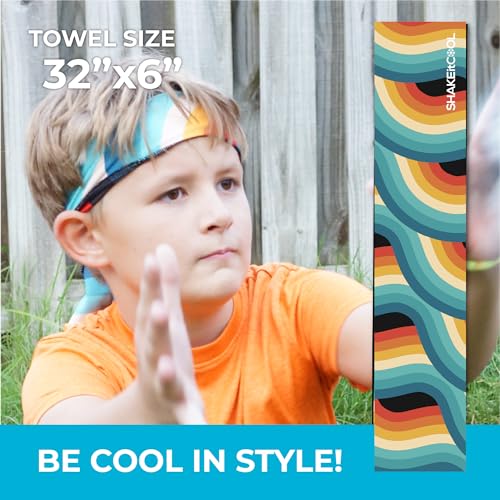 SHAKEitCOOL Original Cooling Towel – Be Cool in Style - Heat Relief, Soft, Lightweight, Sun Protection, Easy Clean - Perfect for Biking, Running, Yoga, Gym, Gardening - Retro - color: Retro