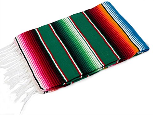 Leos Imports Mexican Serape Blanket (X-Large 82"x60", Green) - color: Green, size: X-Large 82"x60"