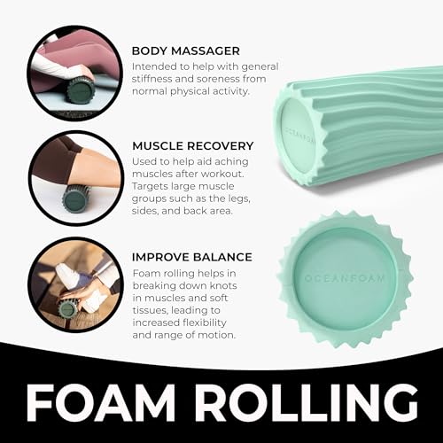 Oceanfoam Tidal Roller - Seafoam - Muscle Massage Foam Roller for Back Pain & Stretching - Firm and Ergonomic Wide Wave Textured - Yoga, Athletics, & Wellness - Full Size, 20" x 5" - color: Seafoam