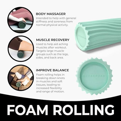 Oceanfoam Tidal Roller - Seafoam - Muscle Massage Foam Roller for Back Pain & Stretching - Firm and Ergonomic Wide Wave Textured - Yoga, Athletics, & Wellness - Full Size, 20" x 5" - color: Seafoam