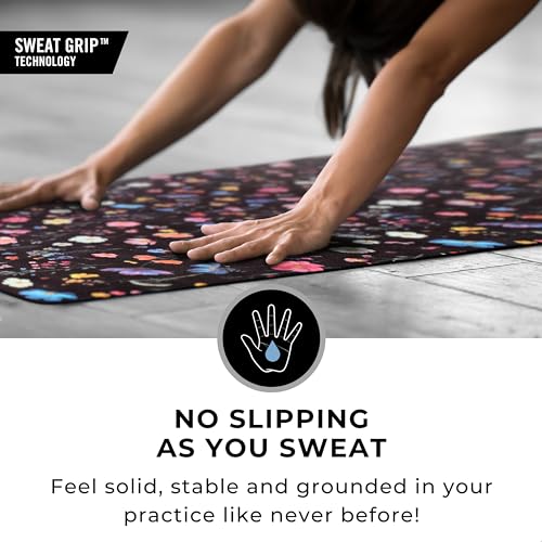 Plyopic All In One Yoga Mat | Luxury Sweat-Grip Mat/Towel Combo | Ideal for Yoga, Hot Yoga, Bikram, Pilates, Workout & Exercise | Eco-Friendly Natural Rubber - color: Floral Burst