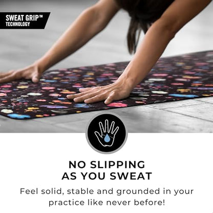 Plyopic All In One Yoga Mat | Luxury Sweat-Grip Mat/Towel Combo | Ideal for Yoga, Hot Yoga, Bikram, Pilates, Workout & Exercise | Eco-Friendly Natural Rubber - color: Floral Burst