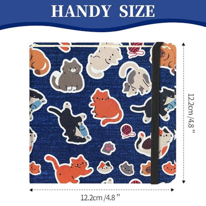 4.8x4.8 Pocket Sketch Book,Hardcover Art Sketchbook for Drawing Journal | Cloth Cover,80gsm Blank Paper,96Sheets,Lay-Flat,Portable Travel Creation Paint Diary Memo Planner,Dry MediaLine Ball Cat - color: Cloth Cover-4.8x4.8in-Line Ball Cat