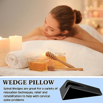 Suzile Mobilization Wedge 7.9 x 4.1 x 2 Inch Triangle Therapy Non Slip Silicone Wedge Pillow Sturdy Support for Relieve Spinal Pain Rehabilitation Tool(Black) - color: Black