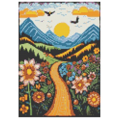 DOTSOPS Landscape Diamond Art Painting Kits Round Full Drill 11.8 x 15.7 in | DIY Paint by Diamonds for Adults,Beginner Craft Home Wall Decoration Gift - color: Mountain d